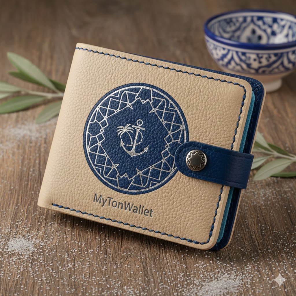MyTonWallet: The 'Sousse Shores' Edition - Two-Tone Leather with Coastal Emblem