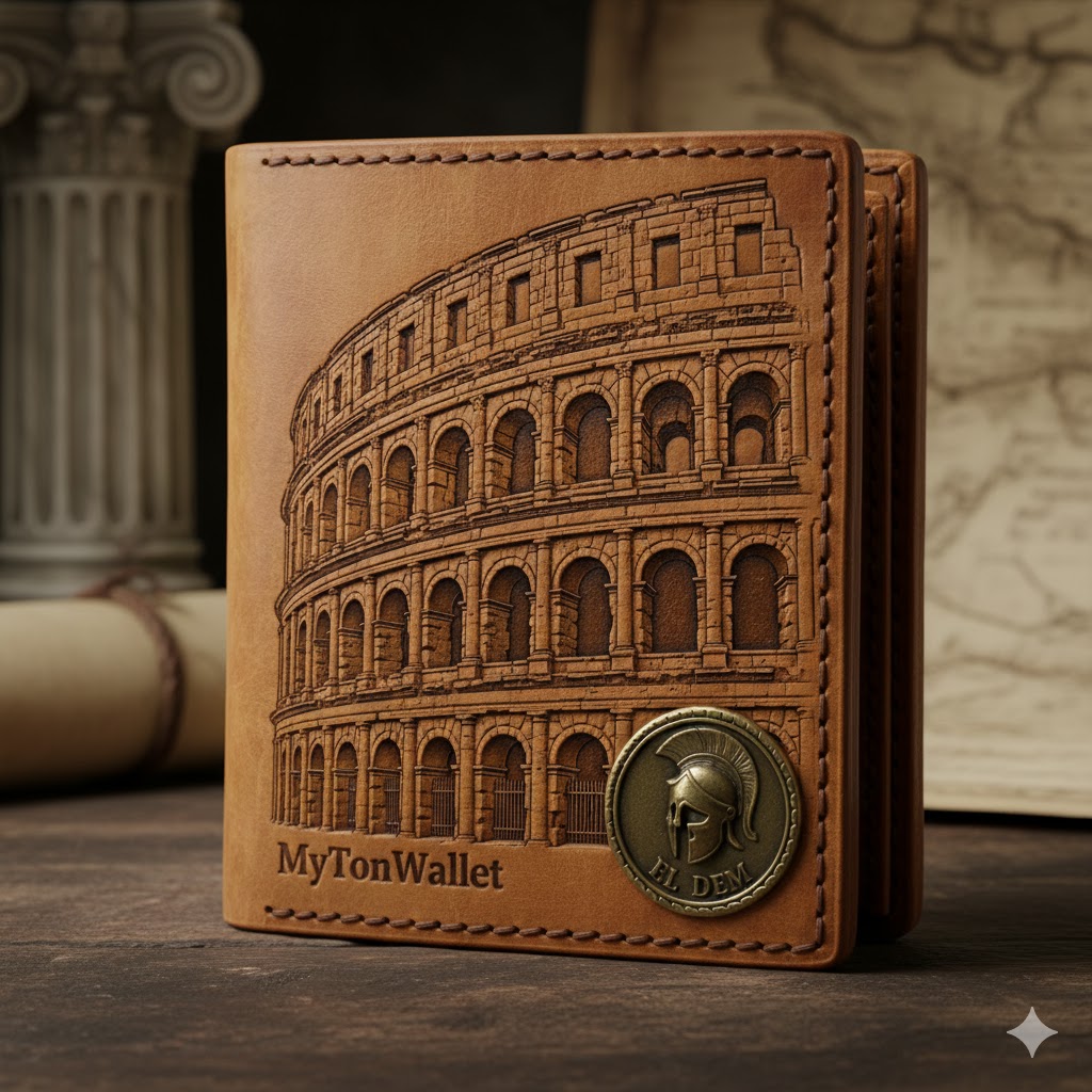 MyTonWallet: The 'El Djem Arena' Edition - Stone Grey Leather with Roman Architecture Engraving